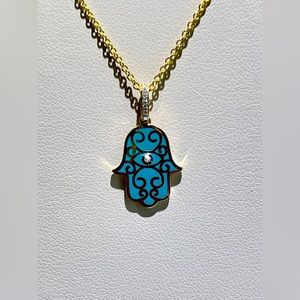 New Effy Hamsa Diamond And Enamel Necklace In 14k